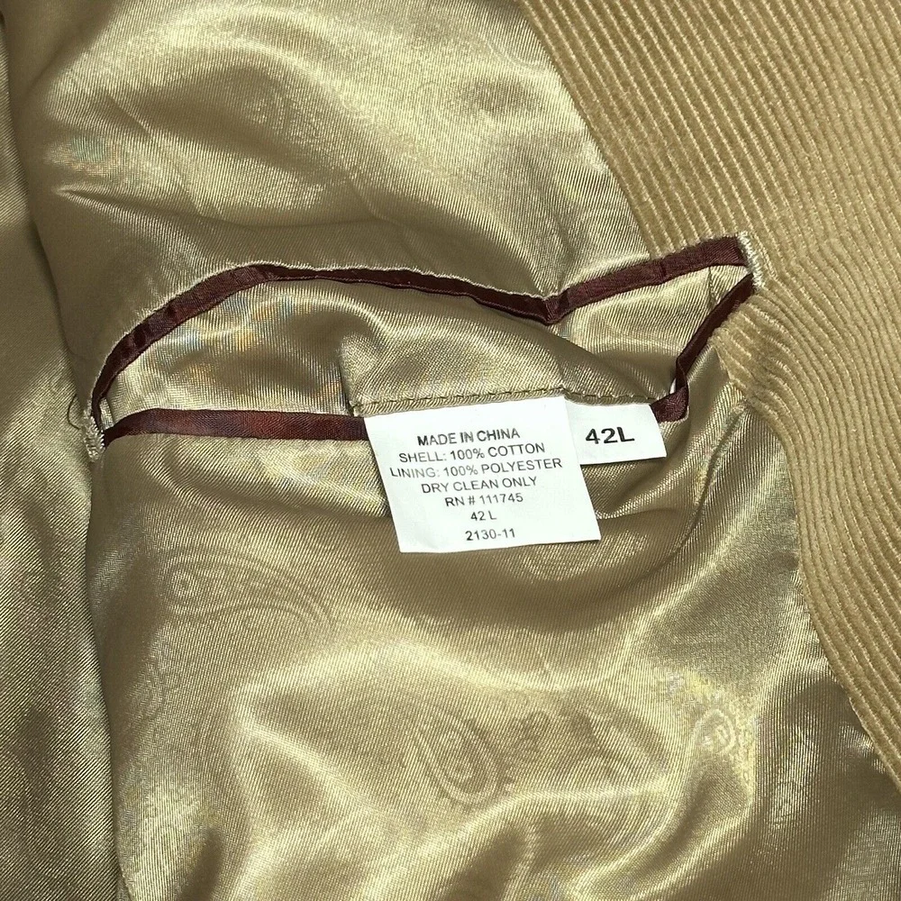 Alan Flusser Brown Corduroy‎ Two Button Paisley Liner Blazer Jacket Men's Sz 42L
